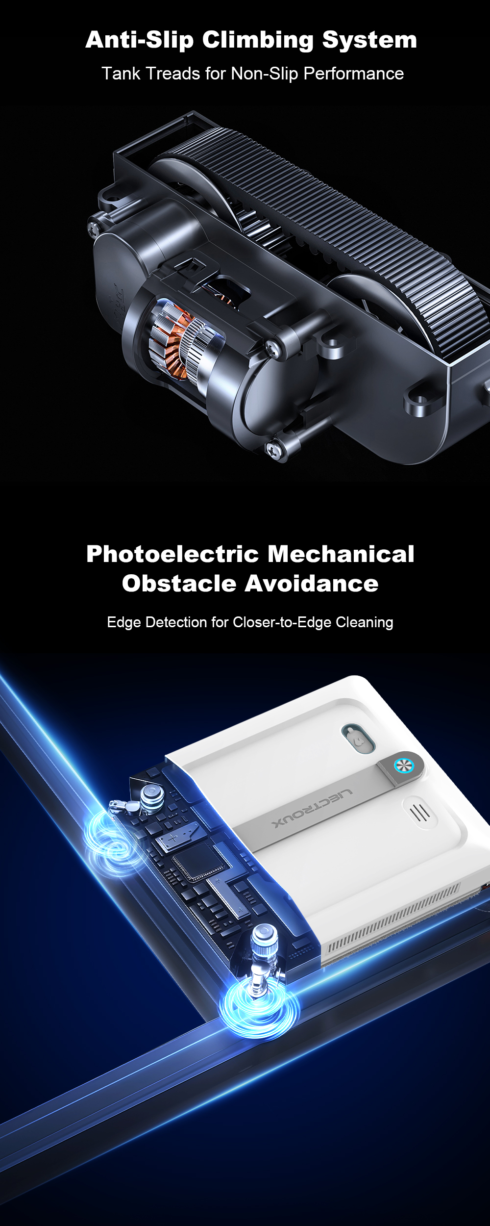 Liectroux S9 Window Cleaning Robot, Dual Roller Brushes, 6-way Water Spray, 9000Pa Suction, Remote and App Control