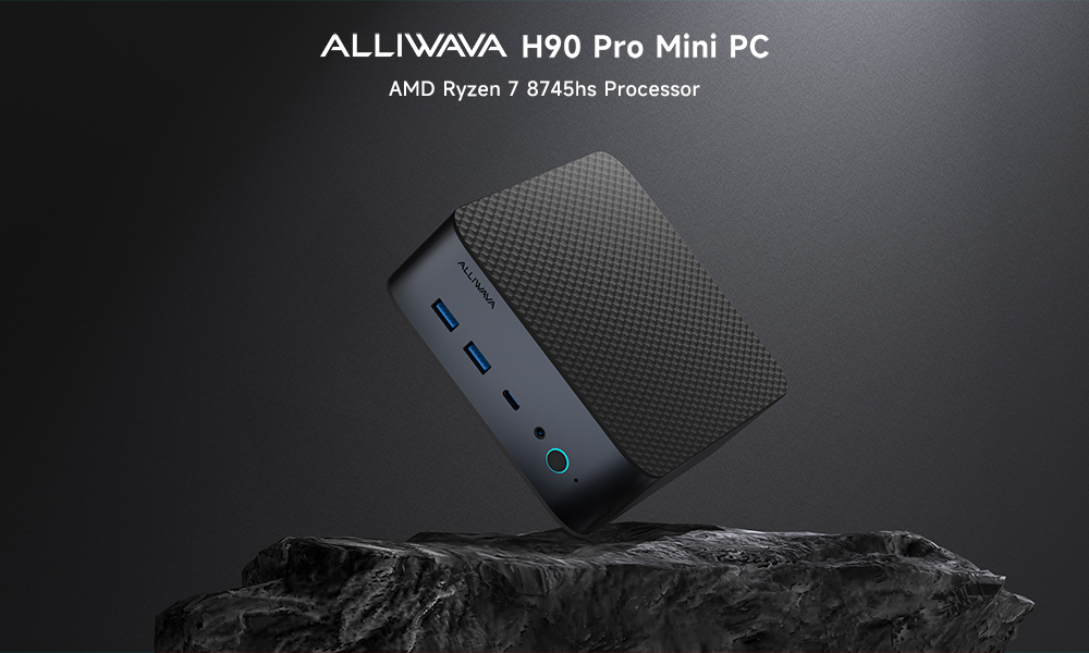 ALLIWAVA H90 Pro Mini-PC, AMD Ryzen 7 8745HS 8 Kerne Max 4,9 GHz, 16 GB DDR5 RAM 1 TB SSD, HDMI+DP+USB-C Dreifachanzeige, WiFi 6 Bluetooth 5.2, 4*USB3.2, 2*2,5G RJ45, 1*Audioanschluss