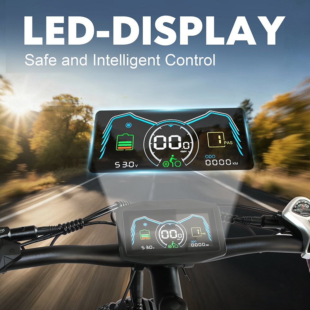 Orlms V3 Elektrofahrrad, 1000 W * 2 Motor, 60 V 25 Ah Akku, 26 * 4,0 Zoll Reifen, 26 * 4,0 Zoll Reifen, 60 km/h Höchstgeschwindigkeit, 120 km maximale Reichweite, hydraulische Bremsen, gefederte Vordergabel, 7-Gang - Blau