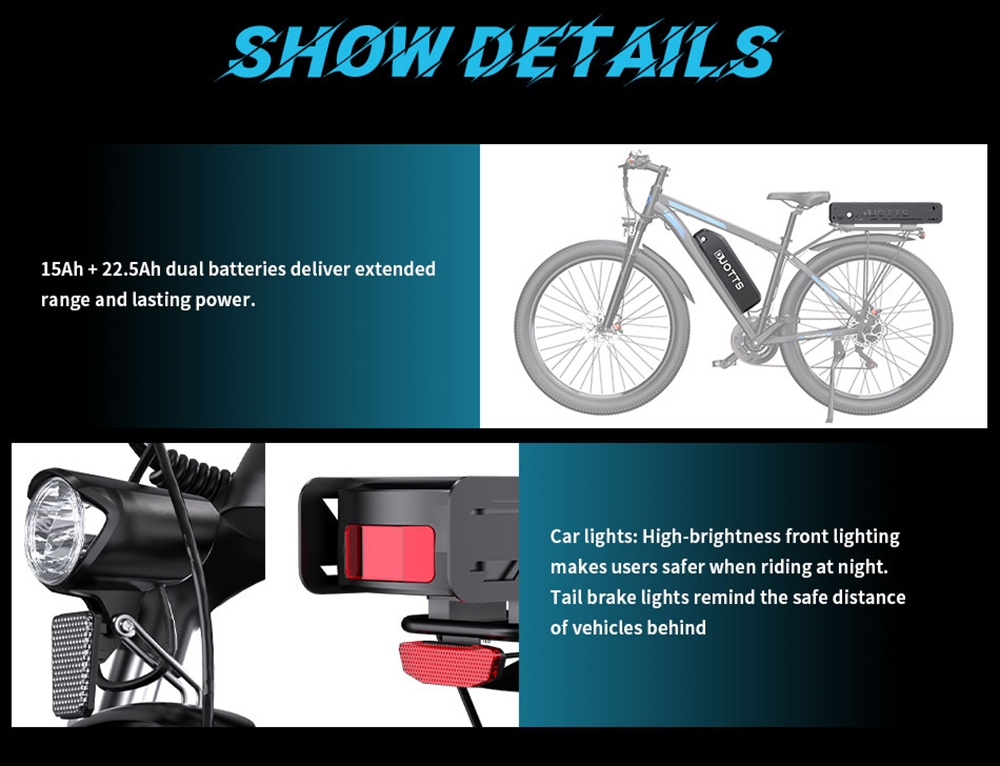 DUOTTS C29-K Elektrofahrrad, 750W Motor, 48V 15Ah+22.5Ah Batterie, 29 Zoll Reifen, 50km/h Maximalgeschwindigkeit, 170km Maximalreichweite, hydraulische Scheibenbremsen, gefederte Vordergabel, Shimano 21-Gang