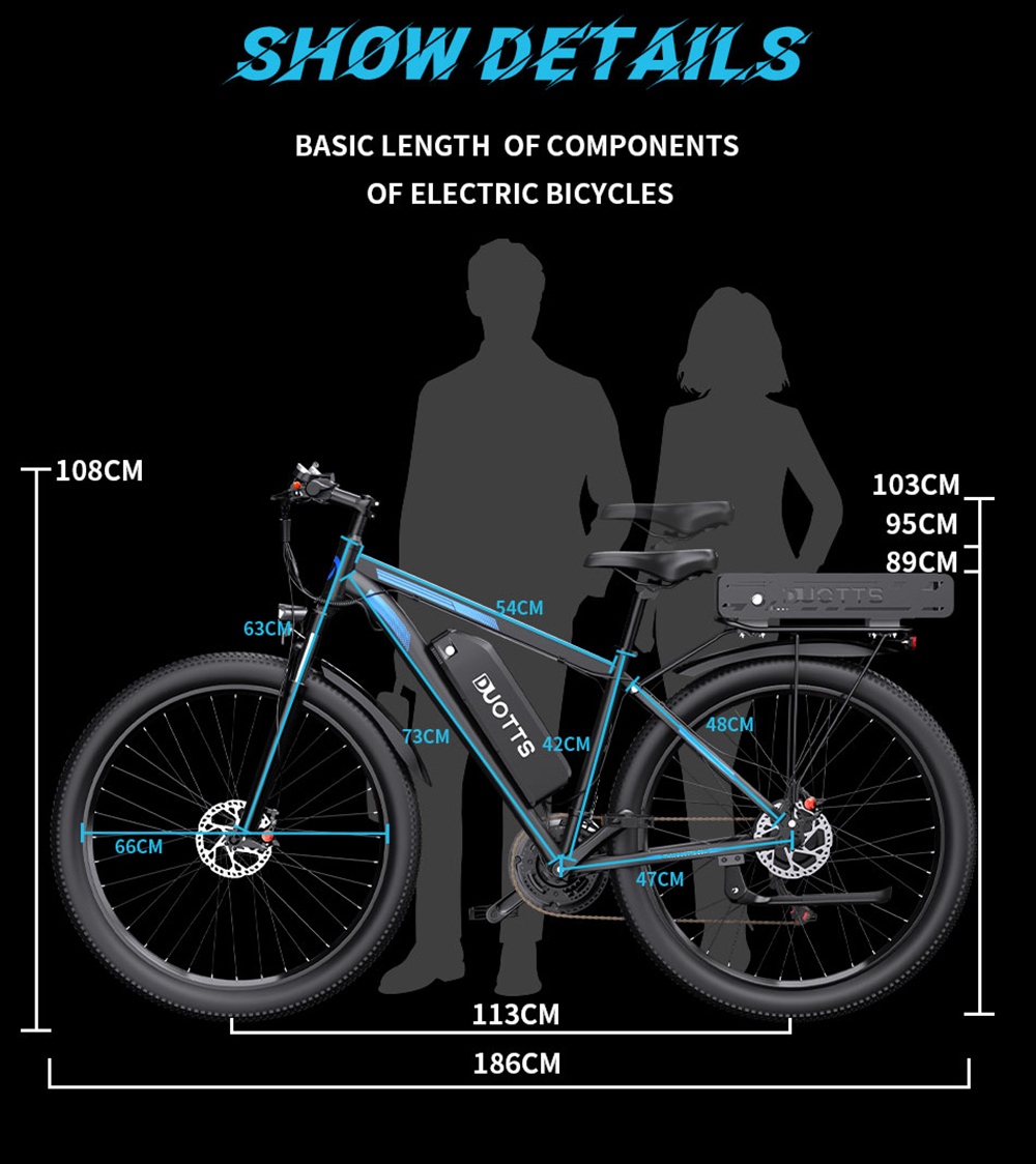 DUOTTS C29-K Elektrofahrrad, 750W Motor, 48V 15Ah+22.5Ah Batterie, 29 Zoll Reifen, 50km/h Maximalgeschwindigkeit, 170km Maximalreichweite, hydraulische Scheibenbremsen, gefederte Vordergabel, Shimano 21-Gang