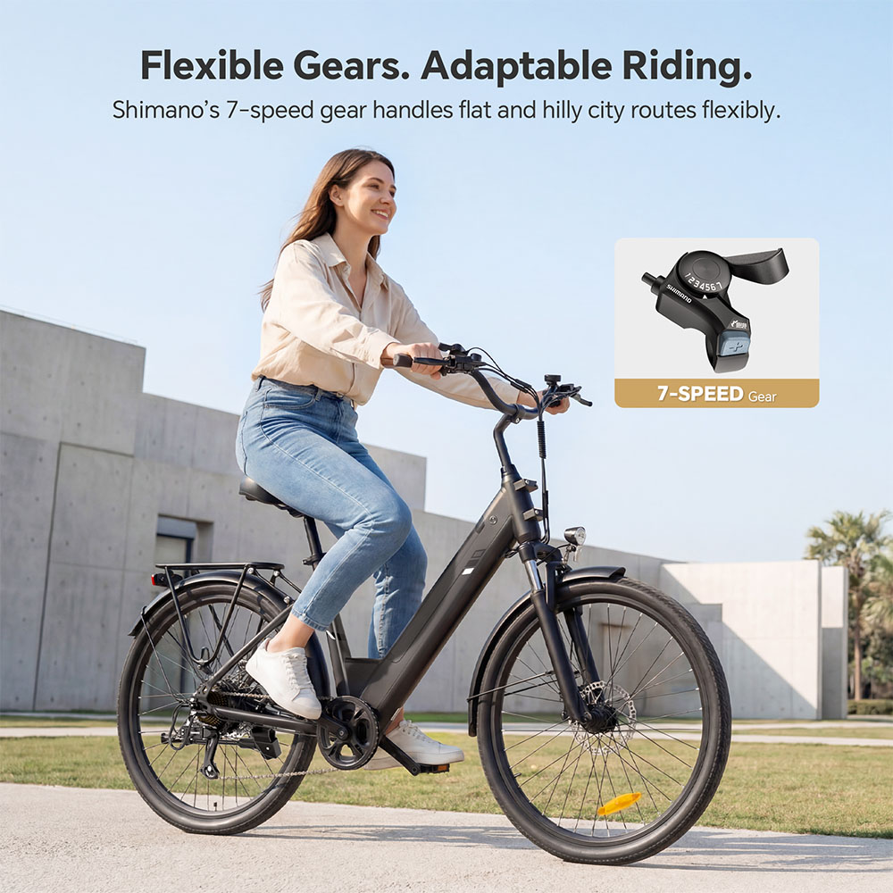 Touroll J2 ST Pro Electric Bike, 250W Motor, 36V 15.6Ah Battery, 26 inch Tires, 25km/h Max Speed, 100km Range, Hydraulic Disc Brake, Front Suspension Fork