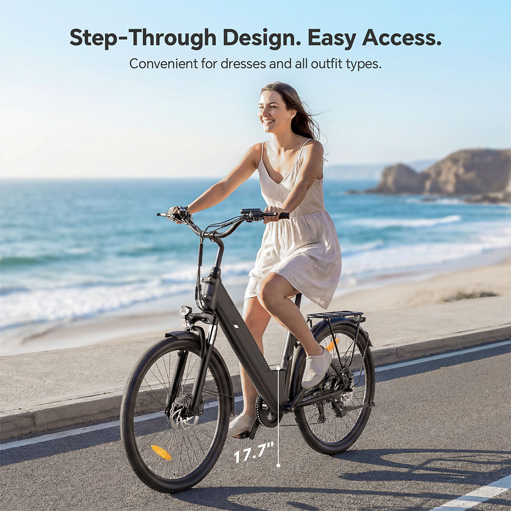 Touroll J2 ST Pro Electric Bike, 250W Motor, 36V 15.6Ah Battery, 26 inch Tires, 25km/h Max Speed, 100km Range, Hydraulic Disc Brake, Front Suspension Fork
