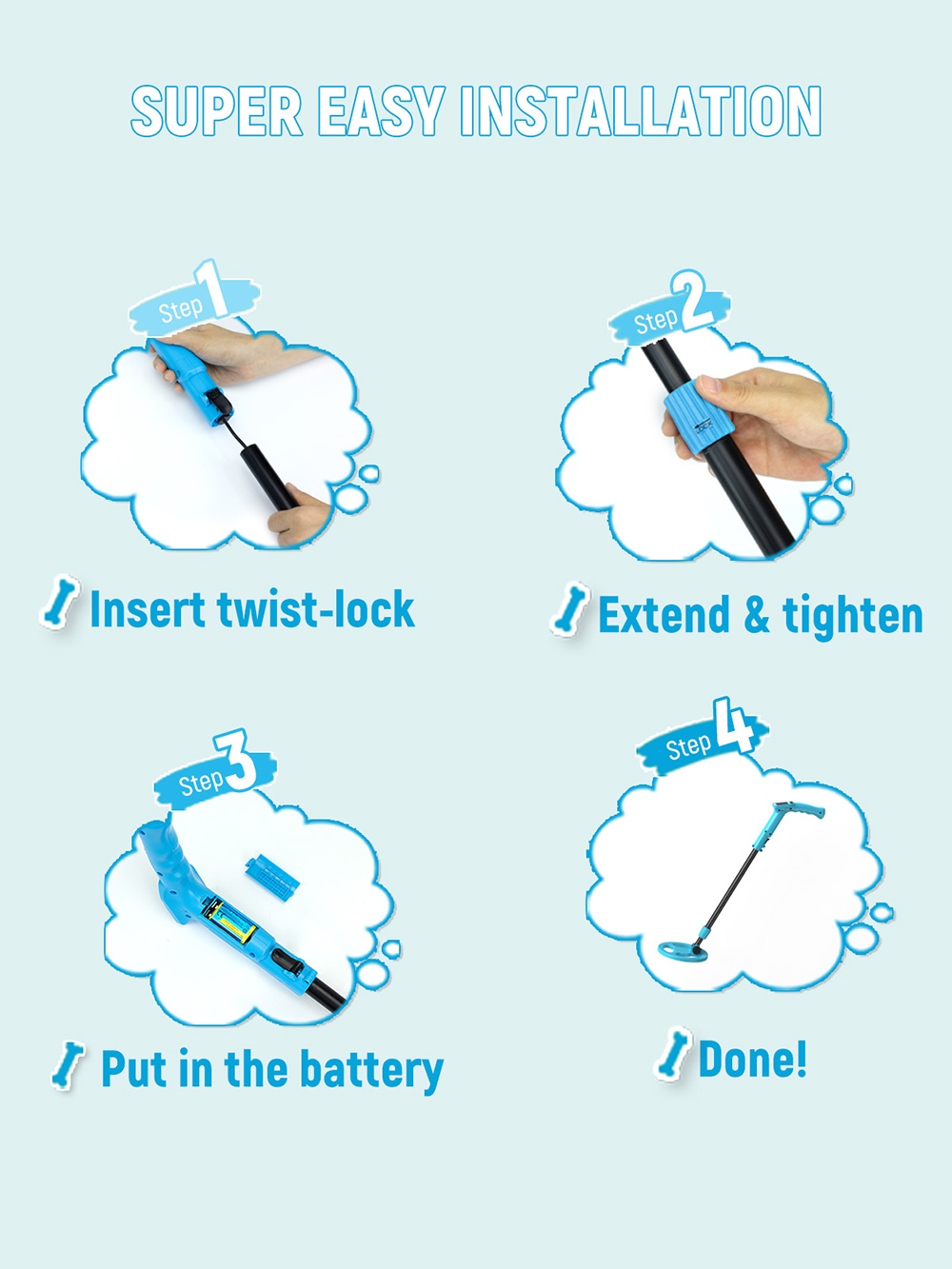 KAIWEETS EXPLORER LITE Kids Metal Detector, 0.39kg Lightweight, Adjustable Stem, Color LCD Display, 4-Step Quick Assembly, Outdoor Treasure Hunting Kit
