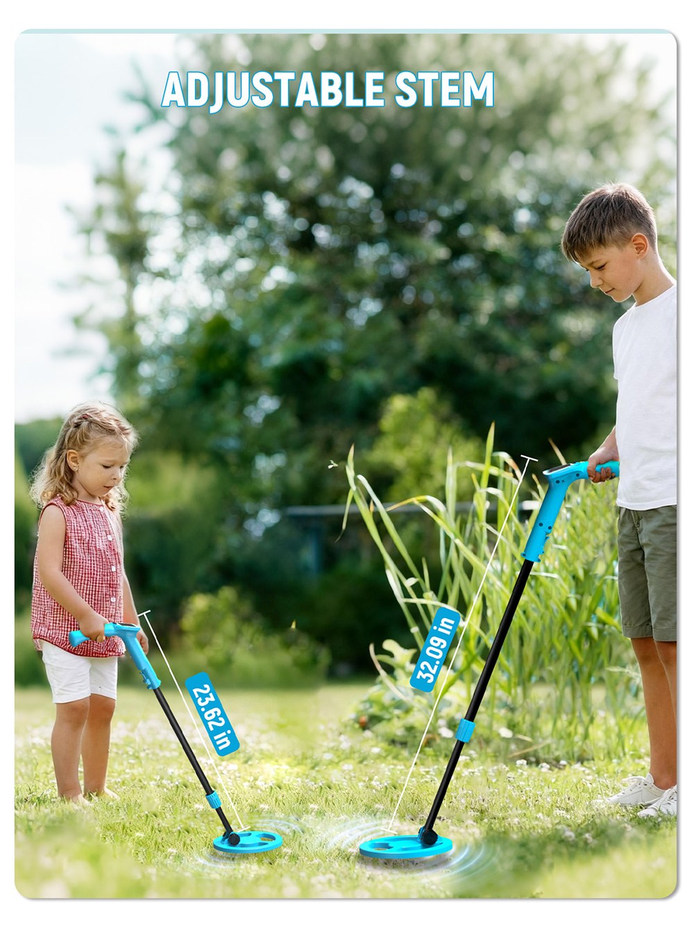 KAIWEETS EXPLORER LITE Kids Metal Detector, 0.39kg Lightweight, Adjustable Stem, Color LCD Display, 4-Step Quick Assembly, Outdoor Treasure Hunting Kit