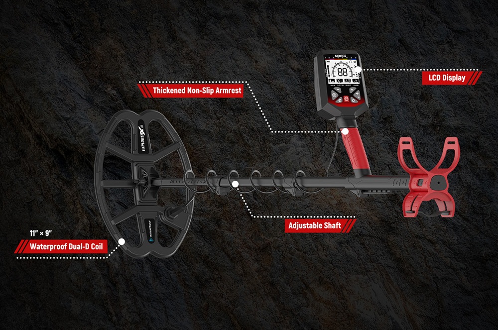 KAIWEETS EXPLORER X III Metal Detector, 5.82KHz, 11'×9' Waterproof Coil, 5 Modes, 10H Battery, Professional Gold & Treasure Hunting