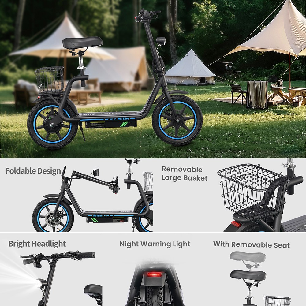 TWOFISH M5 ELITE Electric Scooter, 500W Motor, 48V 13Ah Battery, 14-inch Tires, 45km/h Max Speed, 30km Range, Dual Disc Brake, Dual Front & Rear Suspension