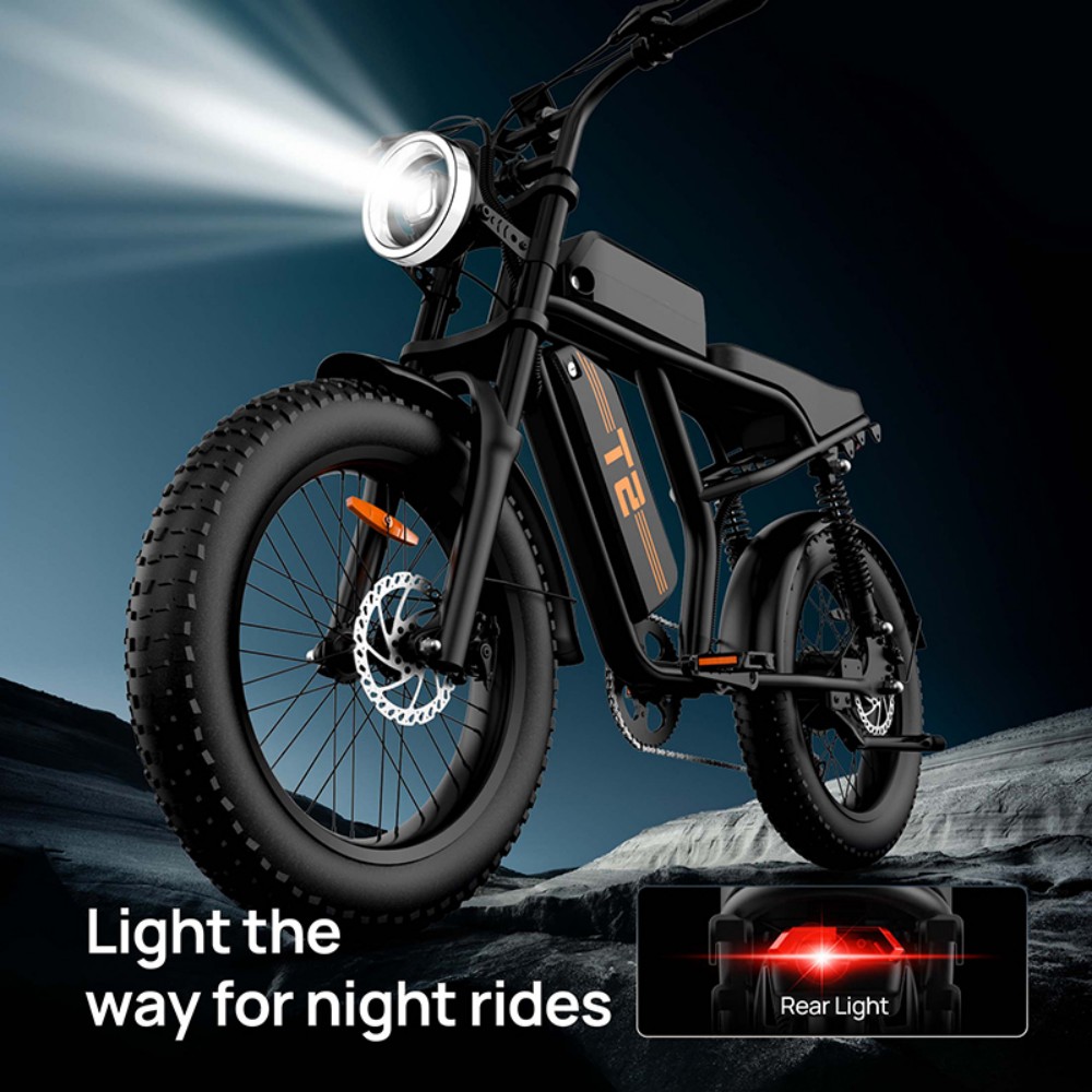 URLIFE T2 Electric Bike, 500W Motor, 48V 15.6Ah Battery, 20*4.0 inch Tires, 25km/h Max Speed, 160km Range, Dual Disc Brakes, Full Suspension, Shimano 7-speed - Brown