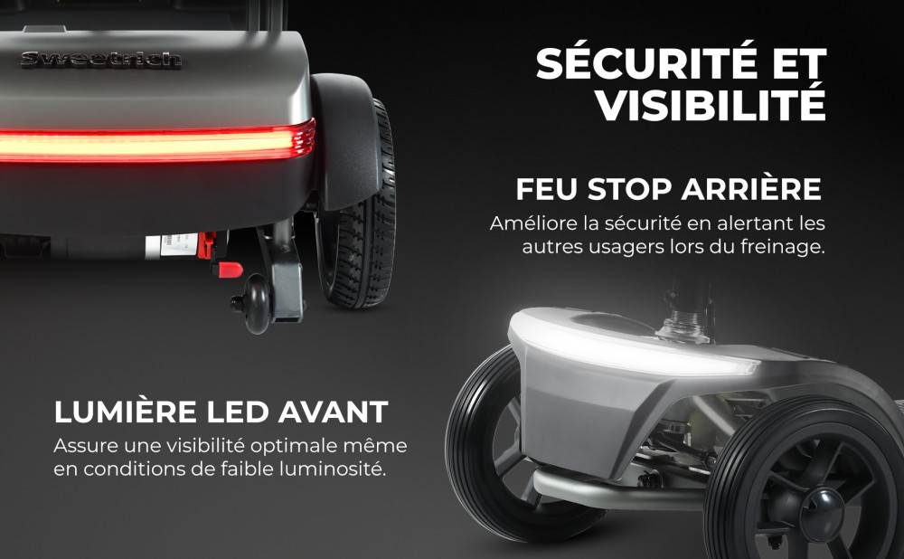 Sweetrich Air Traveller Scooter de mobilité, moteur 180W, batterie 24V 12Ah, vitesse maximale de 6 km, autonomie de 15 km
