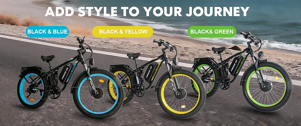 Orlms V3 Elektrofahrrad, 1000 W * 2 Motor, 60 V 25 Ah Akku, 26 * 4,0 Zoll Reifen, 26 * 4,0 Zoll Reifen, 60 km/h Höchstgeschwindigkeit, 120 km maximale Reichweite, hydraulische Bremsen, gefederte Vordergabel, 7-Gang - Blau