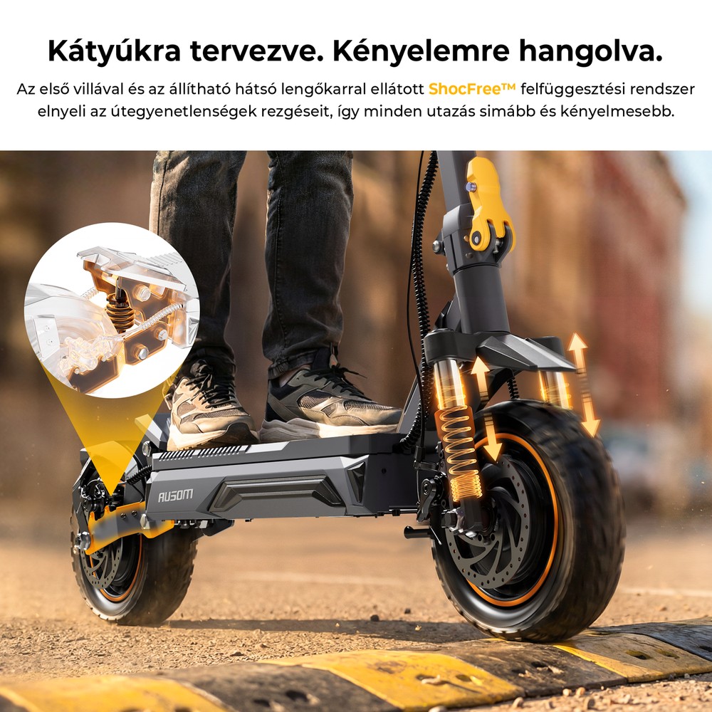 Ausom K20 Pro Dual Motor Electric Scooter, 1000W*2 Motor, 48V 18Ah Battery, 10 Inch Tires, 60km/h Max Speed, 90km Range, Front & Rear Disc Brake, Dual Front Suspension, NFC Unlock