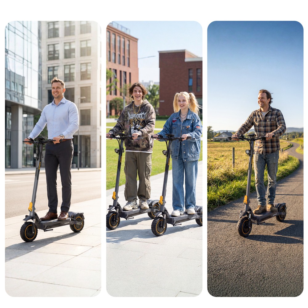 Ausom K20 Pro Dual Motor Electric Scooter, 1000W*2 Motor, 48V 18Ah Battery, 10 Inch Tires, 60km/h Max Speed, 90km Range, Front & Rear Disc Brake, Dual Front Suspension, NFC Unlock
