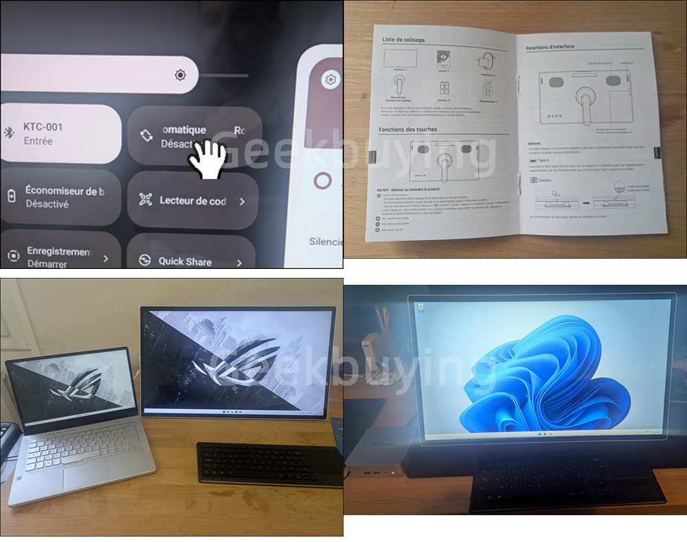 KTC A25Q5 24,5 hüvelykes érintőképernyős hordozható monitor, 1920*1080 60Hz IPS képernyő, Google EDLA, Android 14, 8GB+128GB, 2*8W+2*4W hangszórók, Akár 8 órás akkumulátor-üzemidő, 0-45°-os forgatási szög és 90°-os forgásszög