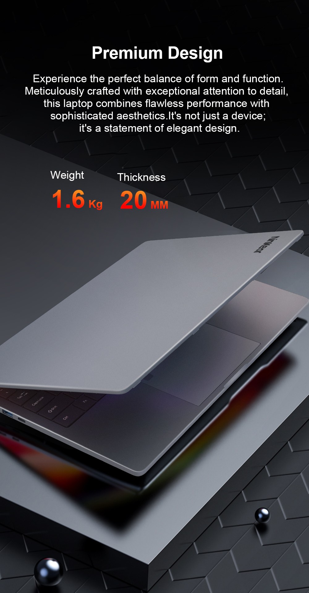 Ninkear A15 Pro Ordinateur portable, écran 16 pouces 2560 x 1600, taux de rafraîchissement de 120 Hz, AMD Ryzen 5 7430U, 16 Go de RAM, 1 To de SSD, 2 ports Type-C complets, 3 ports USB 3.0, 1 port HDMI, 1 carte Micro SD, 1 port audio