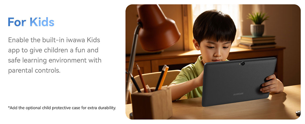 ALLDOCUBE iPlay 70 SE Kinder-Tablet mit Hülle, 10,1 Zoll (25,7 cm) IPS-Display (1280 x 800 Pixel), Unisoc T310 Quad-Core-Prozessor, 3 GB RAM, 64 GB ROM, Android 15, WLAN 6, Bluetooth 5.0, 2-MP- + 5-MP-Kamera, Dual-4G-LTE, 5500-mAh-Akku