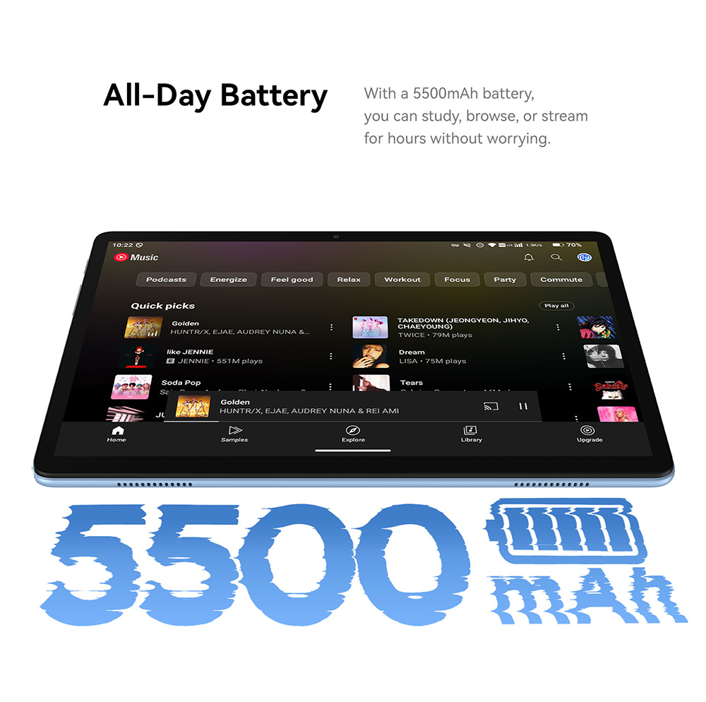 ALLDOCUBE iPlay 70 SE Kinder-Tablet mit Hülle, 10,1 Zoll (25,7 cm) IPS-Display (1280 x 800 Pixel), Unisoc T310 Quad-Core-Prozessor, 3 GB RAM, 64 GB ROM, Android 15, WLAN 6, Bluetooth 5.0, 2-MP- + 5-MP-Kamera, Dual-4G-LTE, 5500-mAh-Akku
