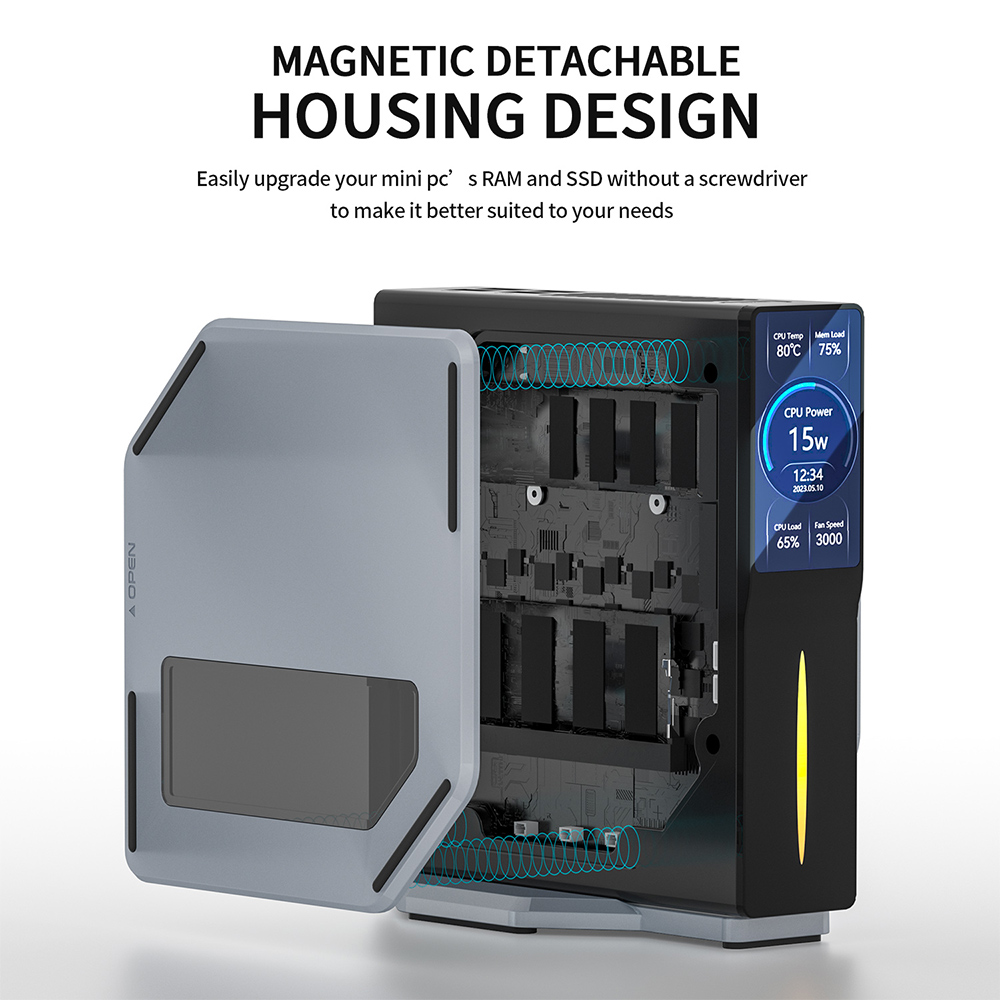 FIREBAT S1 Mini-PC, Intel N100 4 Kerne Max. 3,4 GHz, 16 GB RAM, 512 GB SSD, 2 x HDMI Dual-Screen-Display, WLAN 5, Bluetooth 4.2, 2*USB 3.2, 2*USB 2.0, 2*LAN, 1*Audio