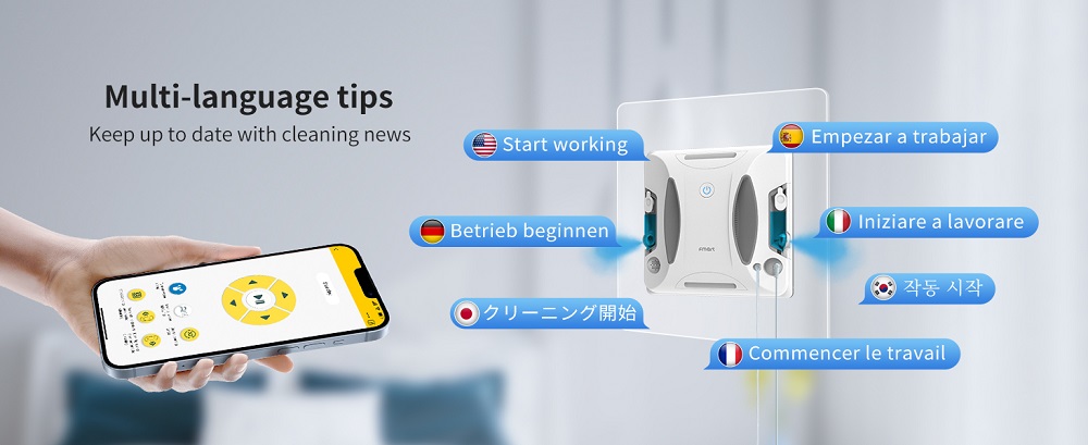 FMART W6 Fensterputzroboter, 3800 Pa Saugkraft, doppelter Ultraschall-Wassersprüher, KI-SLAM-Navigation, App- und 2,4-GHz-Fernbedienung, USV-Backup, für rahmenlose Fenster in Innenräumen und Hochhäusern