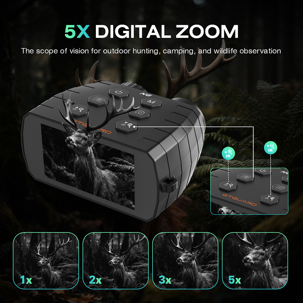 GTGUARD N6 Nachtsichtfernglas, 300 m IR 850 nm, 12 MP, 1080p, 2,95