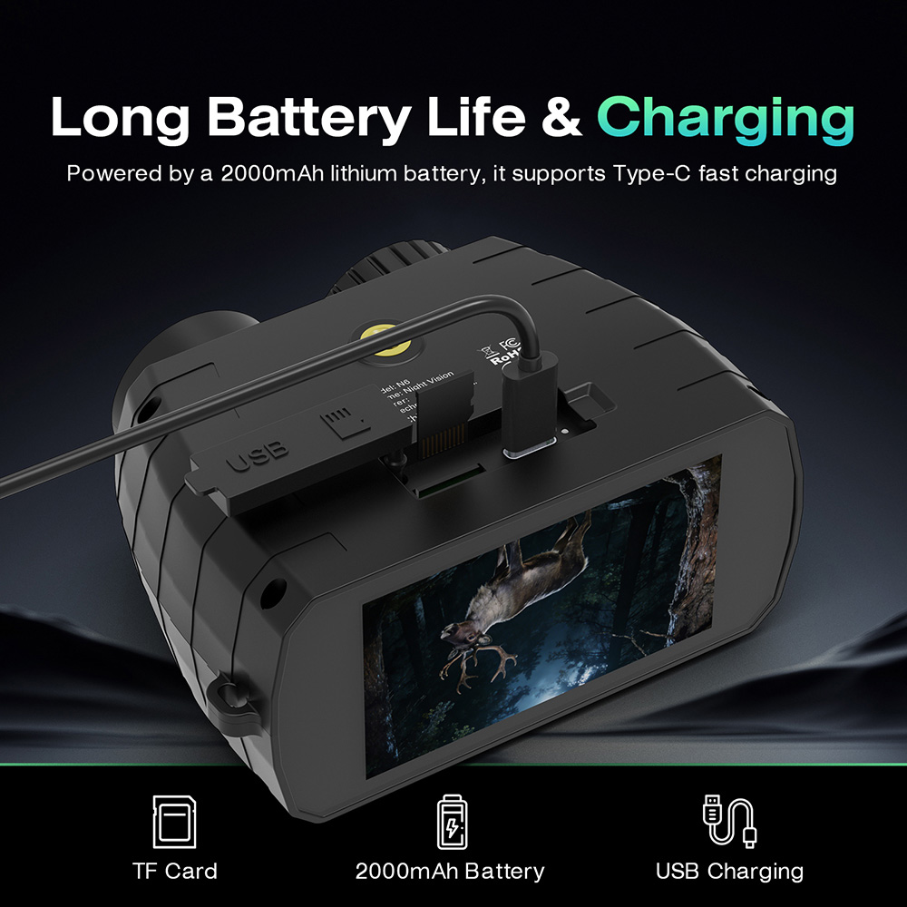 GTGUARD N6 Nachtsichtfernglas, 300 m IR 850 nm, 12 MP, 1080p, 2,95