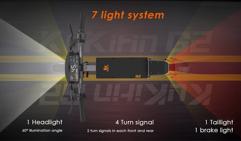 Kukirin G2 Foldable Electric Scooter 2026 Upgrade 800W Motor 48V 15.6Ah Battery 10-inch Tire 45km/h Max Speed 55km Range Touchscreen Display Disc Brake 7 Light System