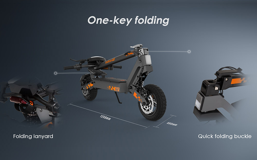 Kukirin G2 Foldable Electric Scooter 2026 Upgrade 800W Motor 48V 15.6Ah Battery 10-inch Tire 45km/h Max Speed 55km Range Touchscreen Display Disc Brake 7 Light System