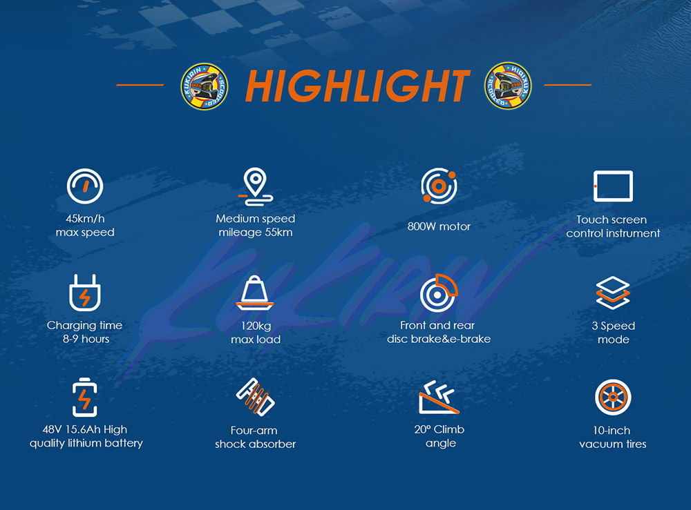 Kukirin G2 Foldable Electric Scooter 2026 Upgrade 800W Motor 48V 15.6Ah Battery 10-inch Tire 45km/h Max Speed 55km Range Touchscreen Display Disc Brake 7 Light System