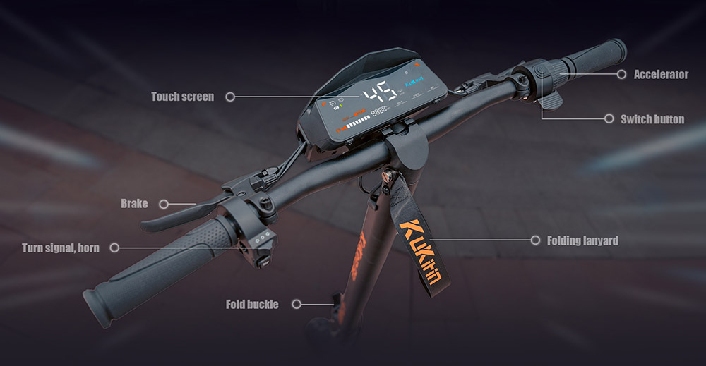 Kukirin G2 Foldable Electric Scooter 2026 Upgrade 800W Motor 48V 15.6Ah Battery 10-inch Tire 45km/h Max Speed 55km Range Touchscreen Display Disc Brake 7 Light System