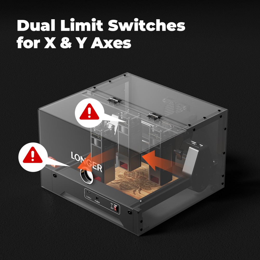 LONGER Ray5 MiniS 3.5W Enclosed Laser Engraver, Class 1 Safety Protection, 0.04mm Precision, 12000mm/min Speed, 130×140mm Work Area, WiFi/USB/App Control, 12mm Cutting Depth, Compatible with Wood/Acrylic/Leather/Metal/Ceramic