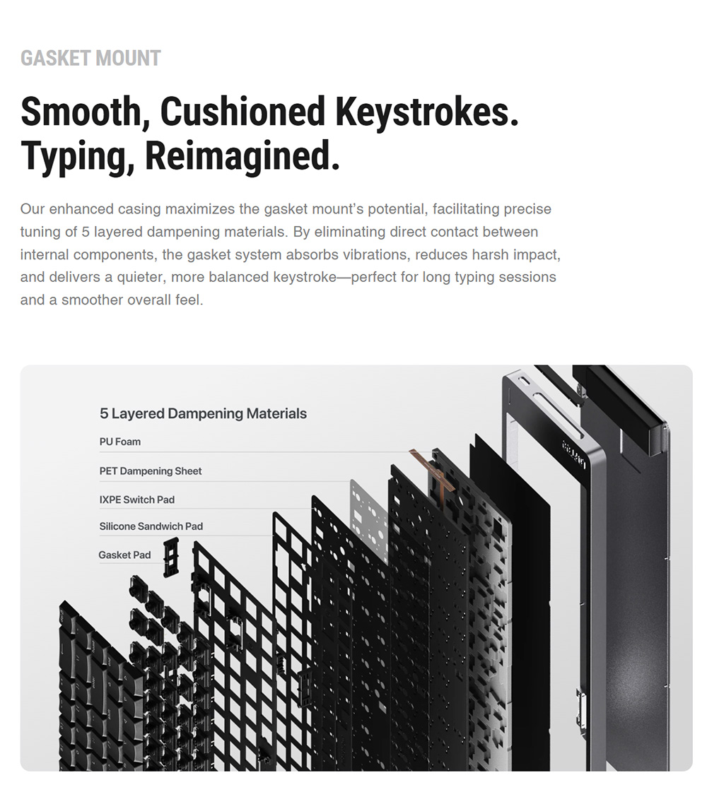 Lofree Flow 2 84 Tri-Mode Wireless Low Profile Mechanical Keyboard, 84-Key Gasket Mount, PBT + PC Double-Shot Keycaps, Lofree x Kailh Void Silence Linear Switch, Aluminum Case - Black