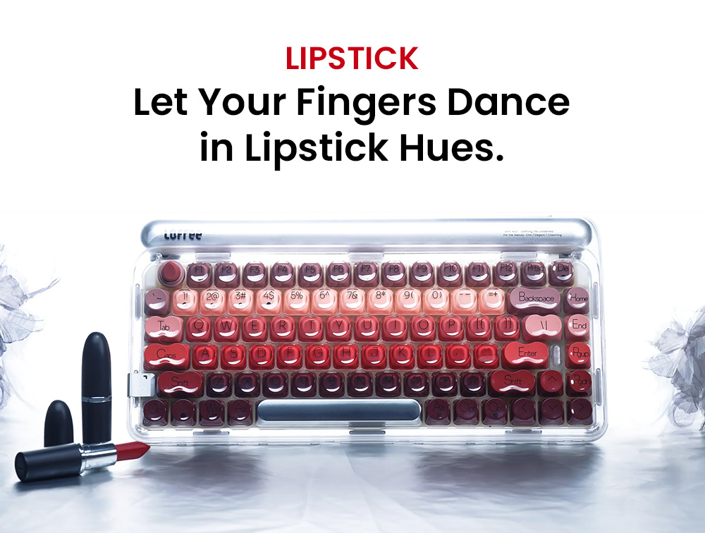 Lofree Lipstick Tri-Mode Wireless Mechanical Keyboard, 84-Key, 2.4G/Bluetooth/USB-C, Gateron Lipstick Switches, 4000mAh Battery, LED Backlight