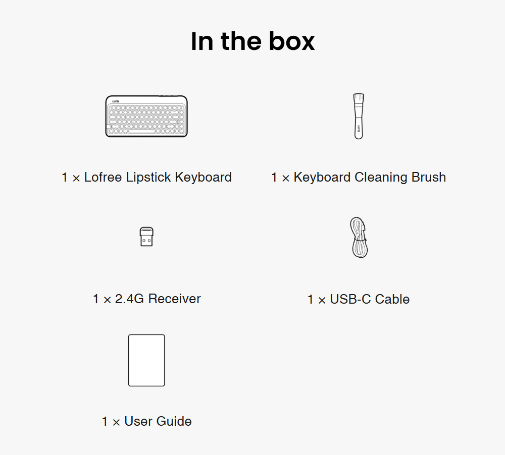 Lofree Lipstick Tri-Mode Wireless Mechanical Keyboard, 84-Key, 2.4G/Bluetooth/USB-C, Gateron Lipstick Switches, 4000mAh Battery, LED Backlight