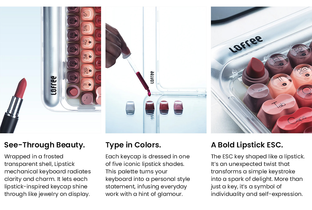 Lofree Lipstick Tri-Mode Wireless Mechanical Keyboard, 84-Key, 2.4G/Bluetooth/USB-C, Gateron Lipstick Switches, 4000mAh Battery, LED Backlight