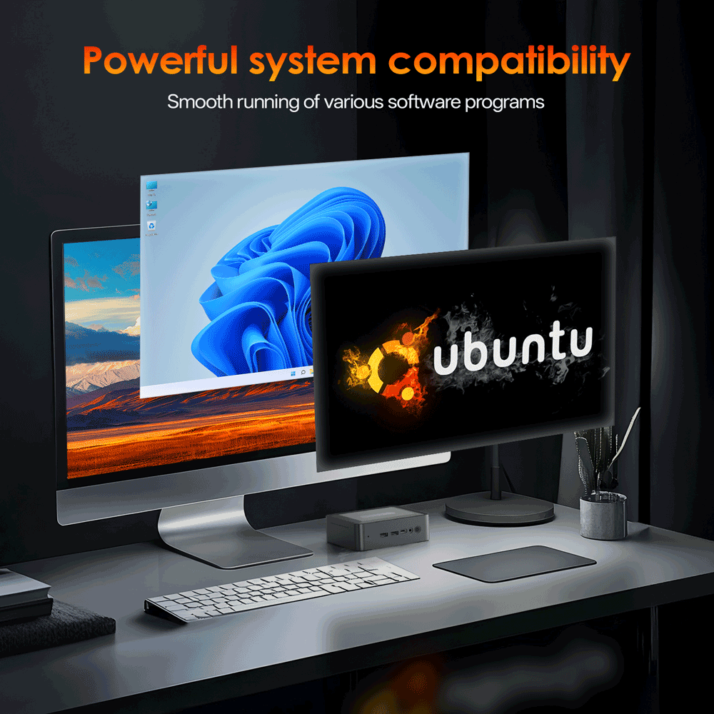 MINIHYPER U58 Mini PC, AMD Ryzen 7 5825U (8C/16T, Up to 4.5GHz), 16GB DDR4 512GB NVMe SSD, Radeon Vega 8, Triple 4K Display (HDMI×2 + Type-C), Gigabit LAN, WiFi 6E, Bluetooth 5.2, Expandable Storage