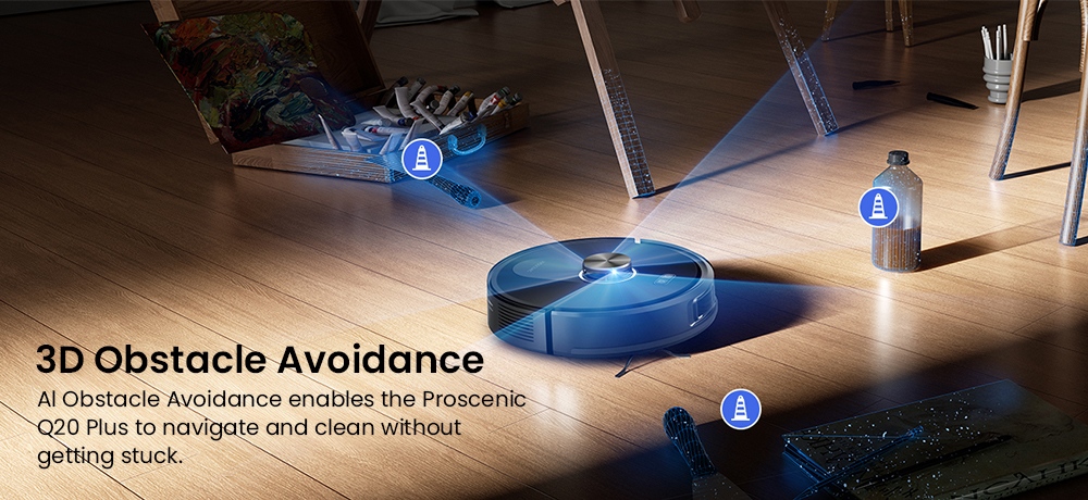 Proscenic Q20 Plus Saug- und Wischroboter, 10.000 Pa Saugkraft, selbstentleerende Ladestation, LiDAR-Navigation, 200 Minuten Laufzeit, 2-in-1-Staubbehälter und Wassertank, intelligente Kartierung für Teppiche und Tierhaare
