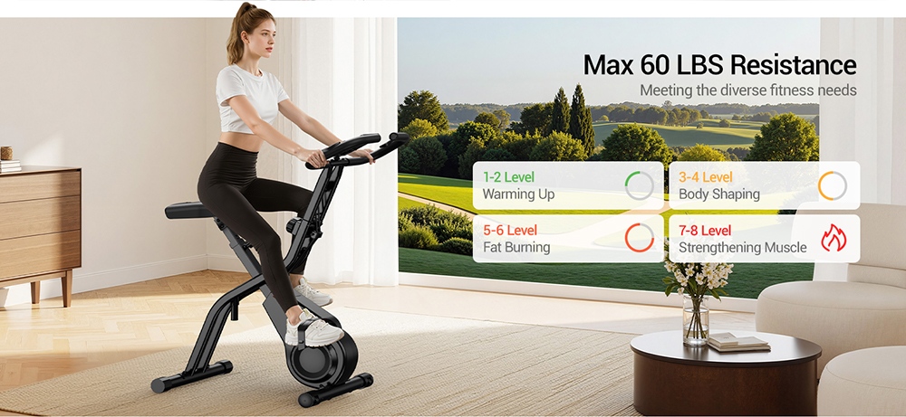 ROBORE CBX10 Home Exercise Bike, Quiet Magnetic Resistance, 8-Level Adjustable, Adjustable Seat & Handlebars, Max Load 136kg, LCD Display, Breathable PU Seat, Cardio Fitness Trainer