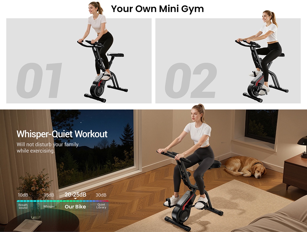 ROBORE CBX10 Home Exercise Bike, Quiet Magnetic Resistance, 8-Level Adjustable, Adjustable Seat & Handlebars, Max Load 136kg, LCD Display, Breathable PU Seat, Cardio Fitness Trainer