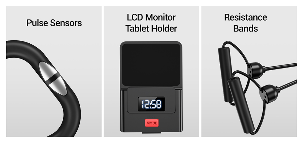 ROBORE CBX20 5-in-1 Foldable Exercise Bike, 8-Level Magnetic Resistance, Quiet Indoor Fitness Bike with LCD Monitor, Pulse Sensor & Resistance Bands, 136kg Max Load, Cardio Trainer