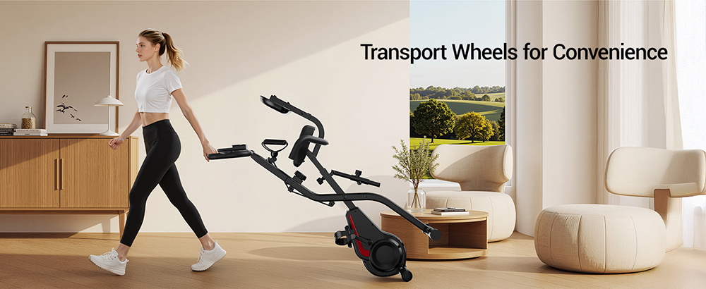 ROBORE CBX20 5-in-1 Foldable Exercise Bike, 8-Level Magnetic Resistance, Quiet Indoor Fitness Bike with LCD Monitor, Pulse Sensor & Resistance Bands, 136kg Max Load, Cardio Trainer