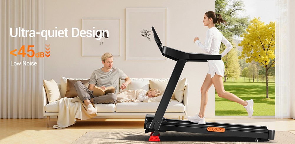 ROBORE L20 Foldable Treadmill, 3.5HP Brushless Motor, 12KM/H Speed, 20% Incline, 108×41cm Running Belt, <45dB Quiet, 6 Shock Absorbers, 180kg/400lbs Max Load, LCD Display with Handrail