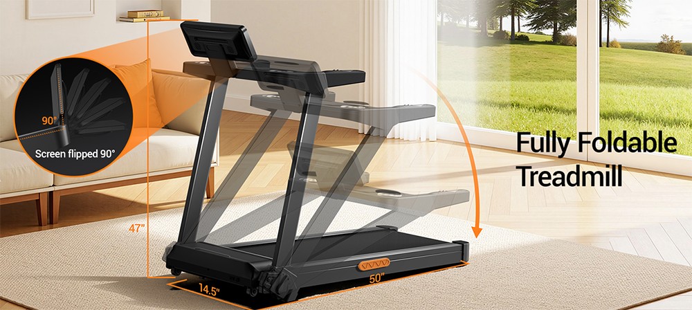 ROBORE L20 Foldable Treadmill, 3.5HP Brushless Motor, 12KM/H Speed, 20% Incline, 108×41cm Running Belt, <45dB Quiet, 6 Shock Absorbers, 180kg/400lbs Max Load, LCD Display with Handrail