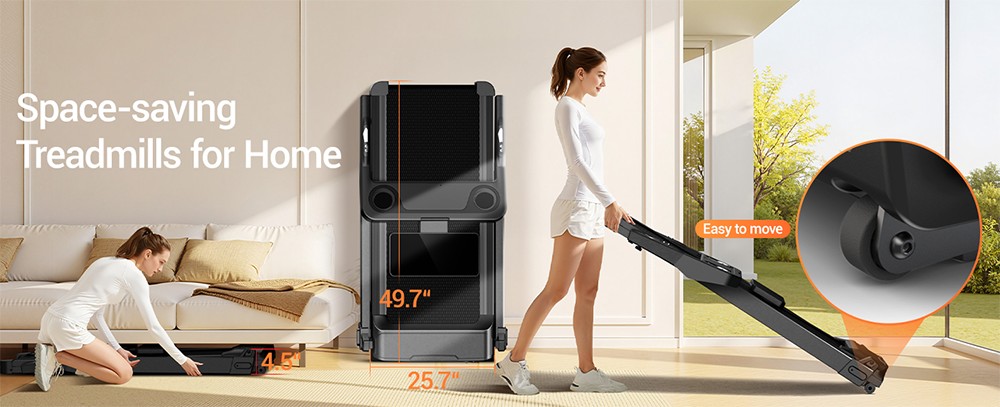 ROBORE L20 Foldable Treadmill, 3.5HP Brushless Motor, 12KM/H Speed, 20% Incline, 108×41cm Running Belt, <45dB Quiet, 6 Shock Absorbers, 180kg/400lbs Max Load, LCD Display with Handrail