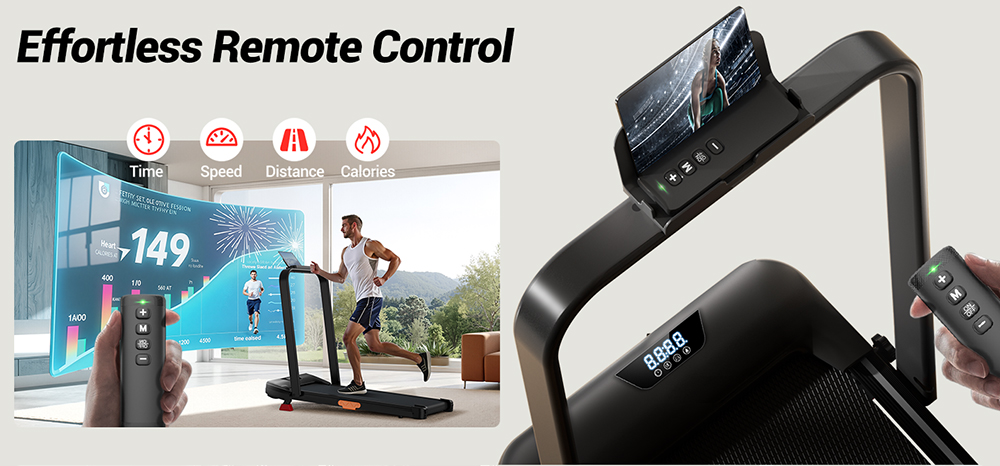ROBORE U18F Foldable Treadmill with 15% Incline, 10.5km/h Max Speed, 2.5HP Motor, 3 Incline Levels, 136kg Capacity, LED Display, Low Noise, for Home & Office