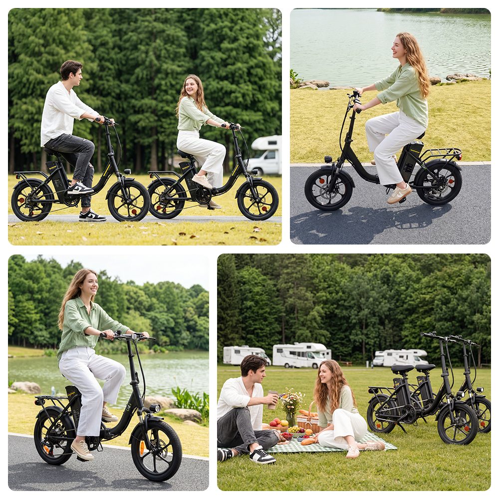 U4 Folding Electric Bike, 500W Motor, 36V 10.4Ah Battery, Up to 90km Range, 30km/h Max Speed, 16" Tires, Front Suspension, Dual Disc Brakes, LCD Display, 120kg Load
