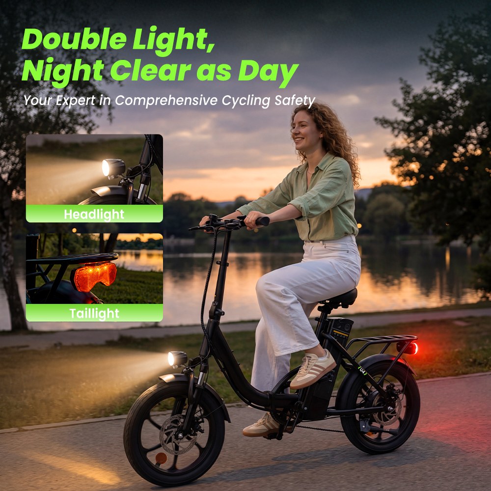 U4 Folding Electric Bike, 500W Motor, 36V 10.4Ah Battery, Up to 90km Range, 30km/h Max Speed, 16" Tires, Front Suspension, Dual Disc Brakes, LCD Display, 120kg Load