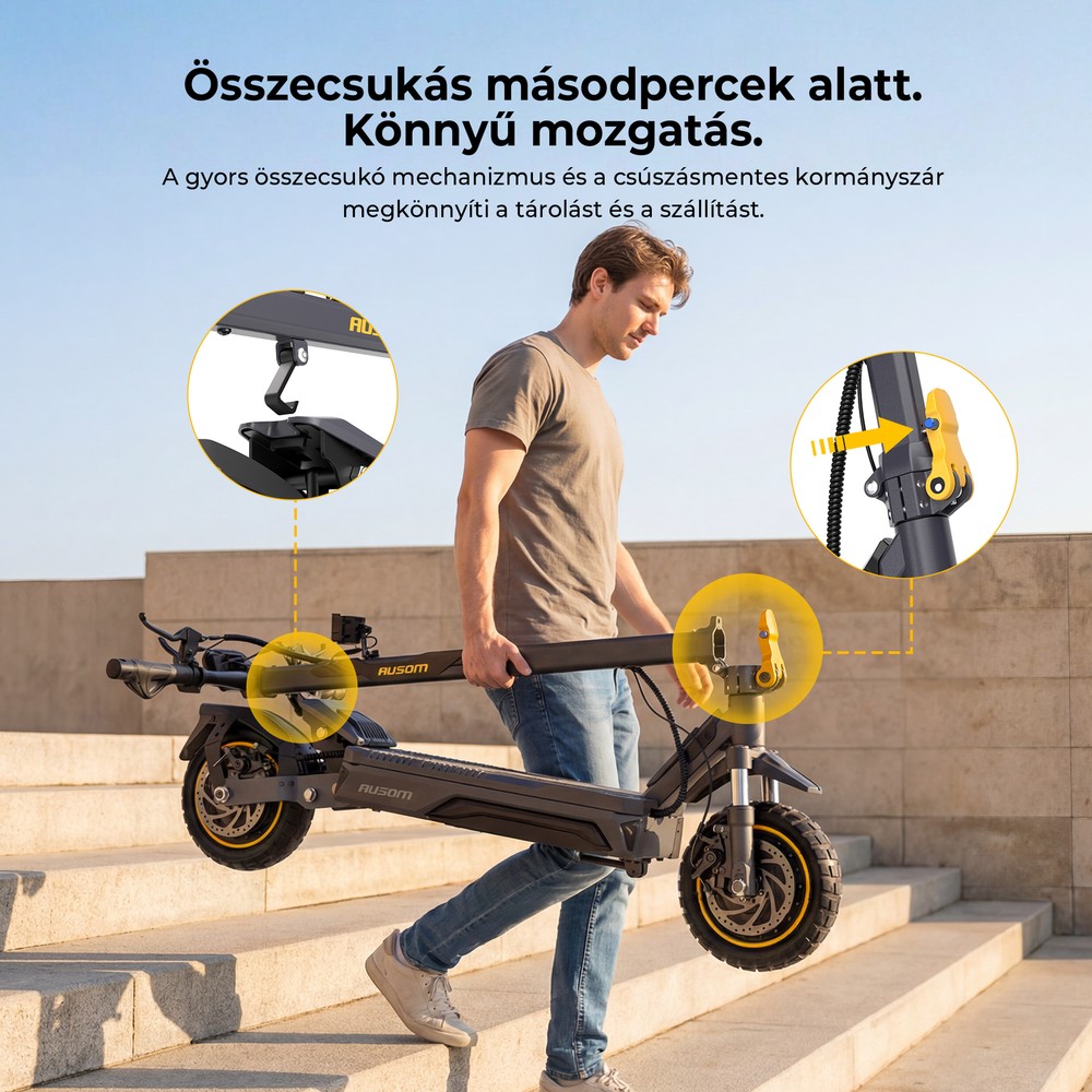 Ausom K20 Pro Dual Motor Electric Scooter, 1000W*2 Motor, 48V 18Ah Battery, 10 Inch Tires, 60km/h Max Speed, 90km Range, Front & Rear Disc Brake, Dual Front Suspension, NFC Unlock