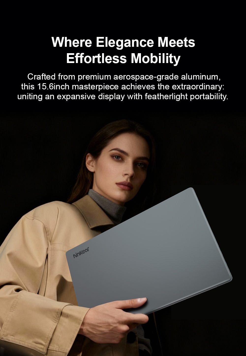 Ninkear A15 Pro Ordinateur portable, écran 16 pouces 2560 x 1600, taux de rafraîchissement de 120 Hz, AMD Ryzen 5 7430U, 16 Go de RAM, 1 To de SSD, 2 ports Type-C complets, 3 ports USB 3.0, 1 port HDMI, 1 carte Micro SD, 1 port audio