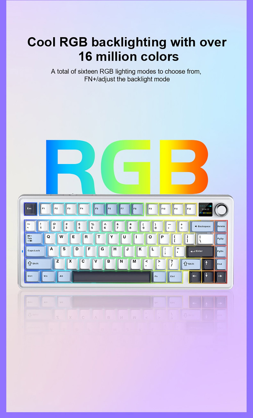 AULA F75 Max 75% Tri-Mode Mechanical Keyboard, TFT Smart Screen, Hot-Swappable, RGB Backlit, Knob Control, 4000mAh Battery, NKRO Gaming Keyboard