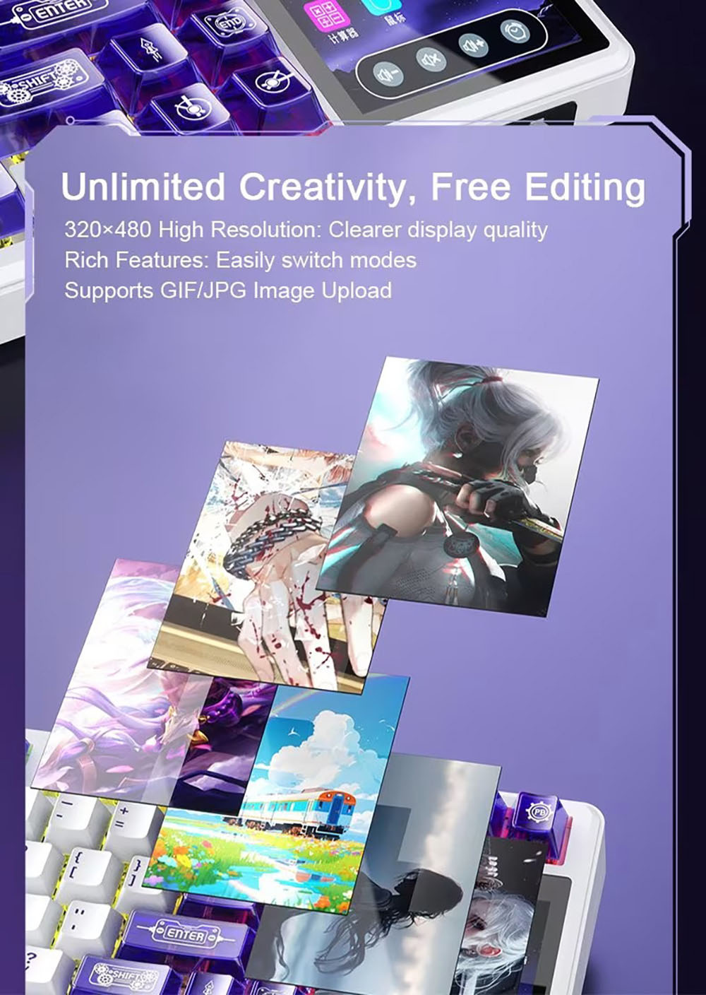 AULA L99 Tri-Mode Mechanical Keyboard, 3.98" Smart Touchscreen, 84 Keys, Gasket Mount, Hot-Swappable, RGB Backlit, 8000mAh Battery