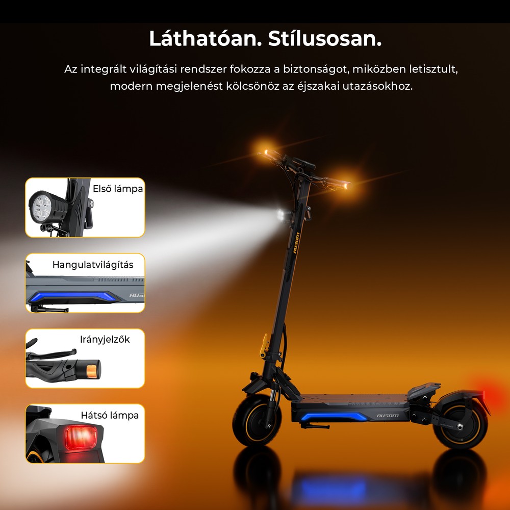 Ausom K20 Pro Dual Motor Electric Scooter, 1000W*2 Motor, 48V 18Ah Battery, 10 Inch Tires, 60km/h Max Speed, 90km Range, Front & Rear Disc Brake, Dual Front Suspension, NFC Unlock